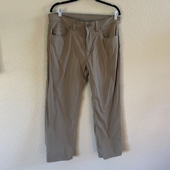 prAna Other - Prana Pants Mens 34 X27 Brown Brion II Slim Fit Hiking Stretch Flat Front Hemmed